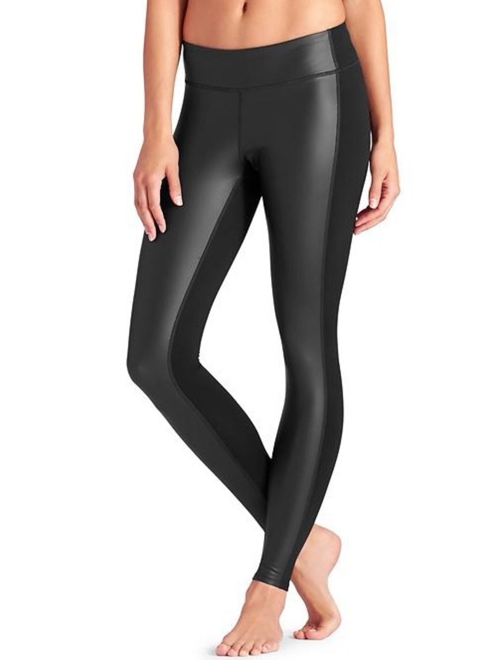 Athleta women's High Rise Gleam Tight vegan leather leggings in black size M
